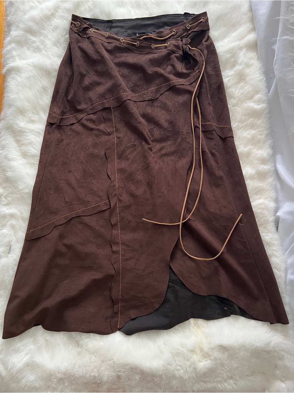 bebe Brown Wrap Maxi Skirt with Tie Detail Y2K